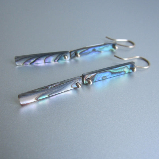 abalone shell stick double drops solid 14k gold earrings