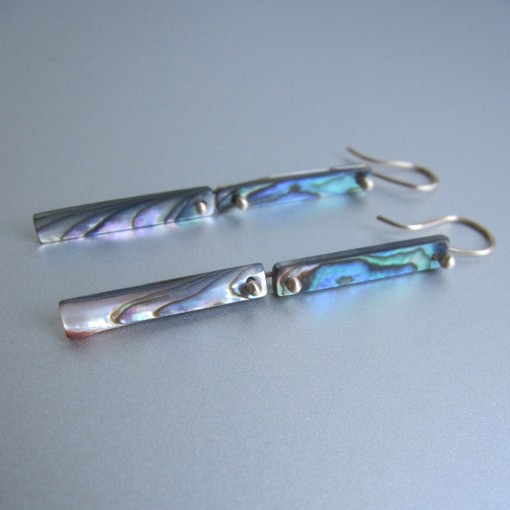 abalone shell stick double drops solid 14k gold earrings5