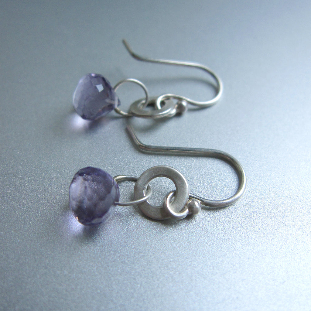 amethyst and hammered round link drop sterling silver earrings3