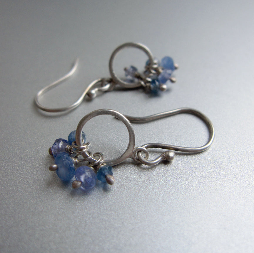 sapphire kyanite tanzanite sterling silver loop earrings