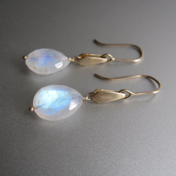 gold kite slides with rainbow moonstone drops solid 14k gold earrings