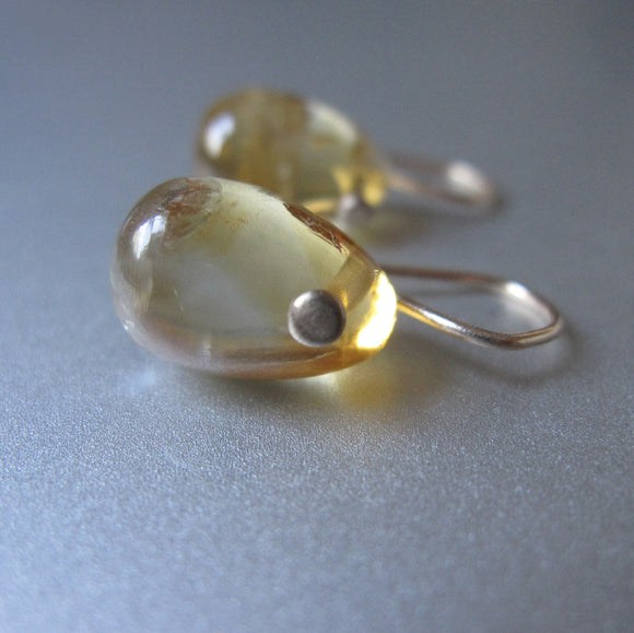 small citrine jelly bean drop solid 14k gold earrings