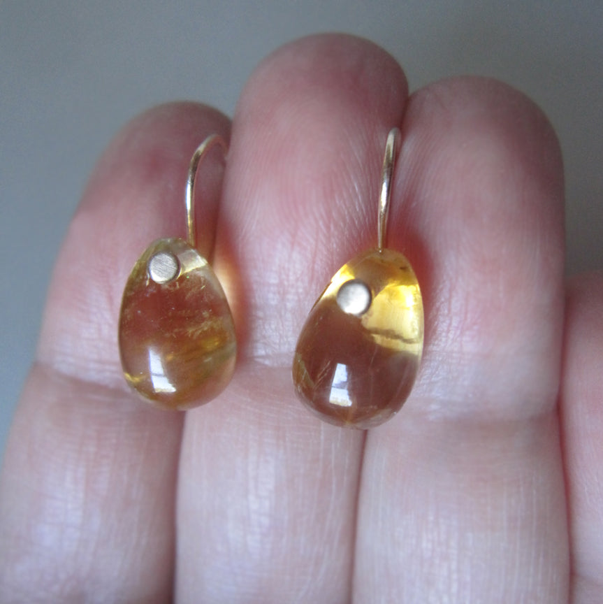small citrine jelly bean drop solid 14k gold earrings5