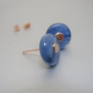 blue kyanite button solid 14k rose gold stud earrings4