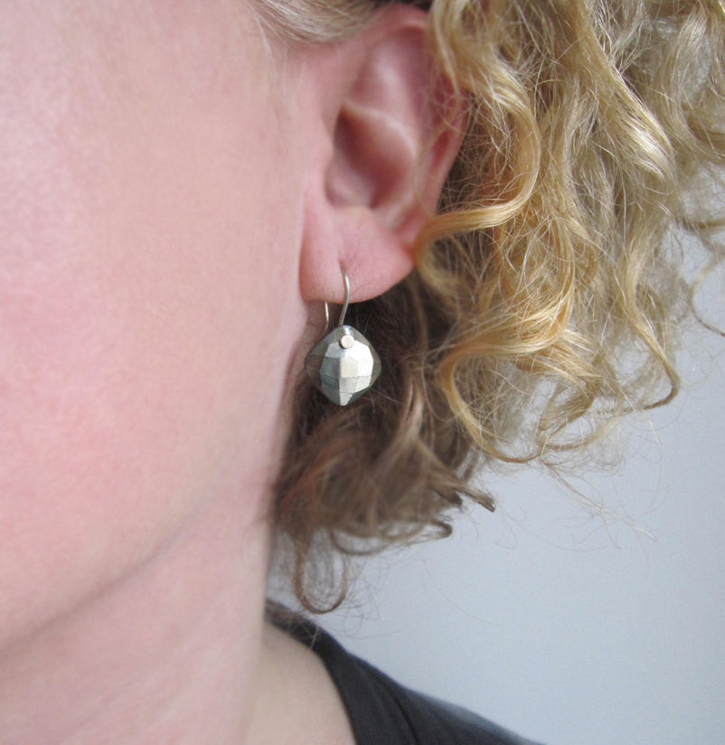 Pyrite Faceted Cushion Drops Solid 14k Gold Earrings