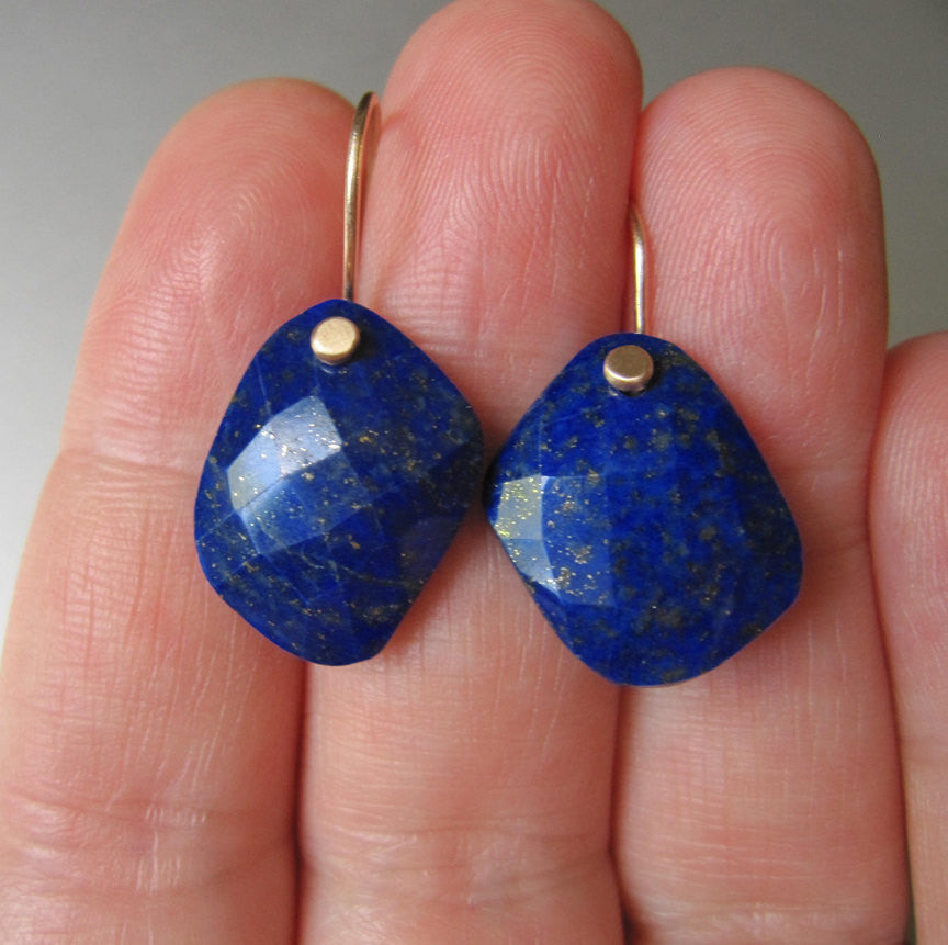 Lapis Lazuli Drops Solid 14k Gold Earrings