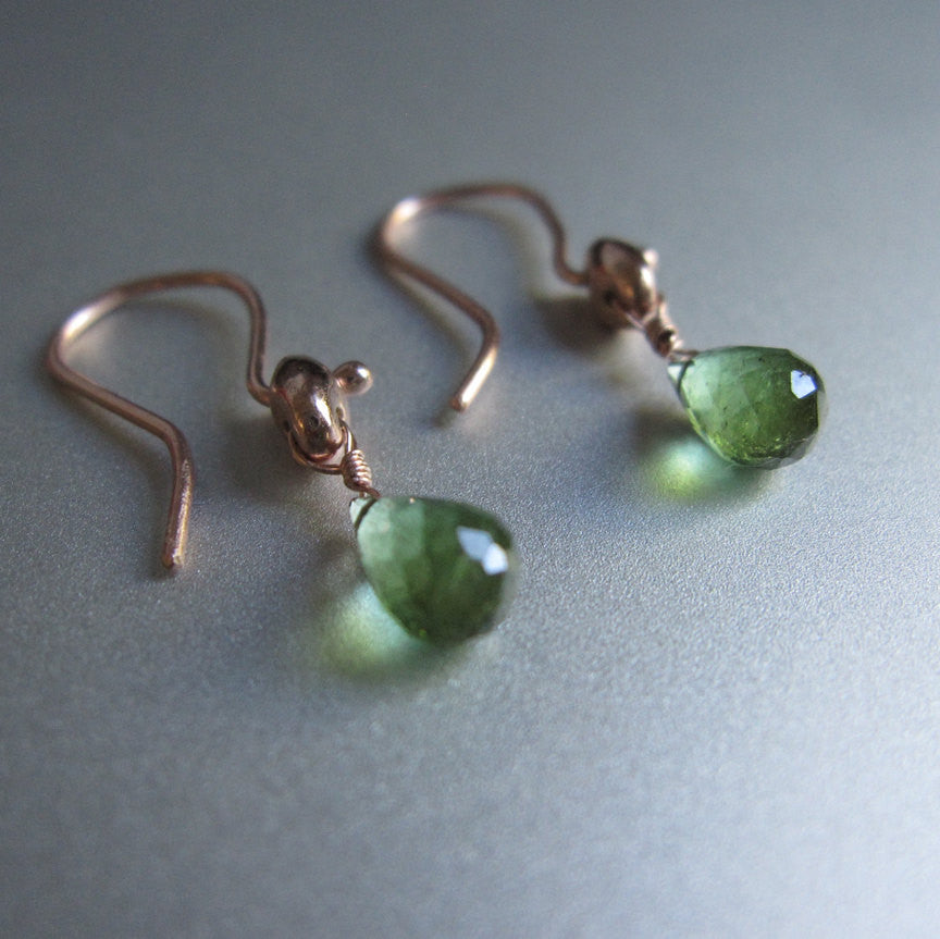 green tourmaline drops marine link solid 14k rose gold earrings3