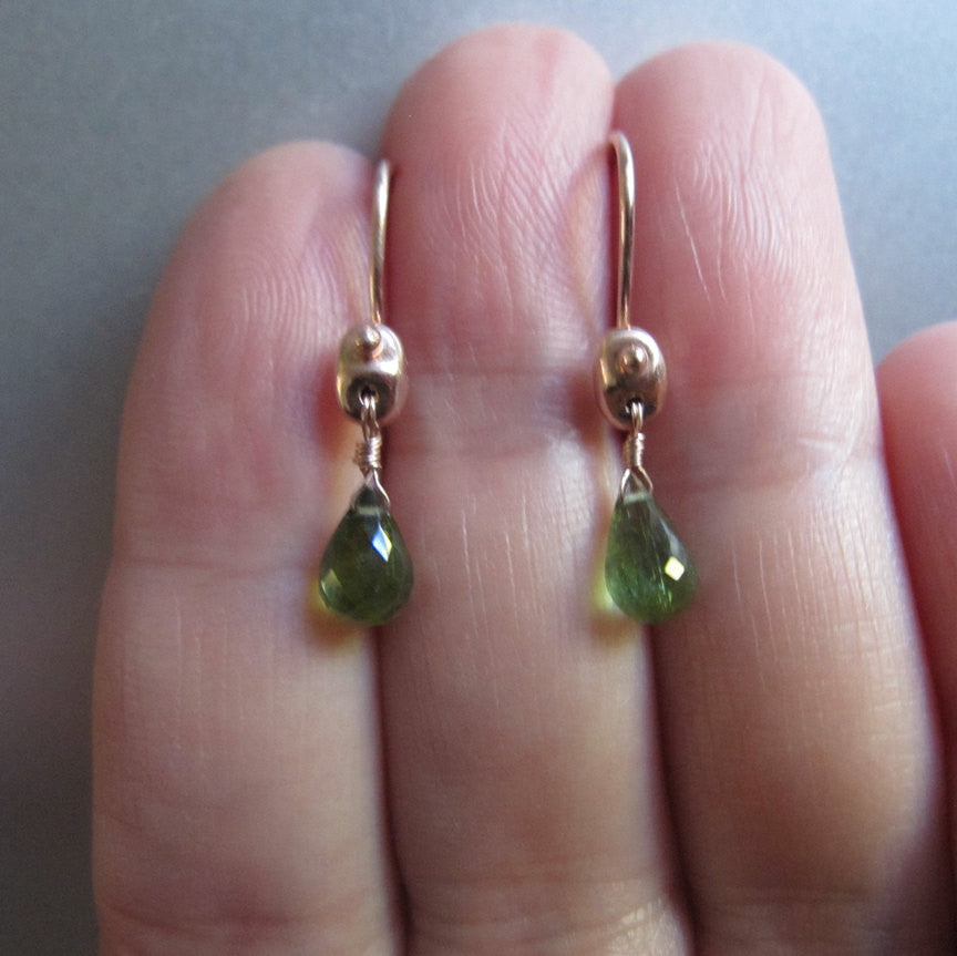 green tourmaline drops marine link solid 14k rose gold earrings4