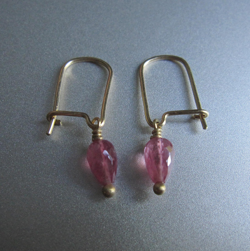 Pink Sapphire Drops 18K Gold Kidney Wire Solid Gold Earrings