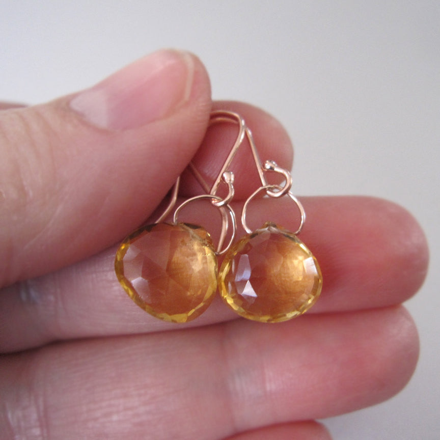 faceted ctrine drops solid 14k rose gold earrings3