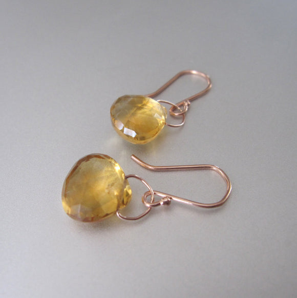 faceted ctrine drops solid 14k rose gold earrings