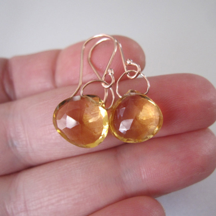 faceted ctrine drops solid 14k rose gold earrings5
