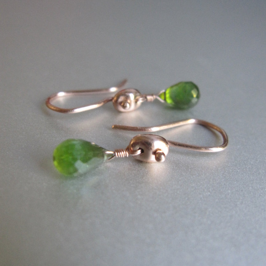 green tourmaline drops marine link solid 14k rose gold earrings2