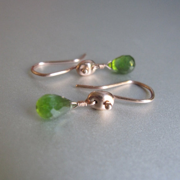 green tourmaline drops marine link solid 14k rose gold earrings