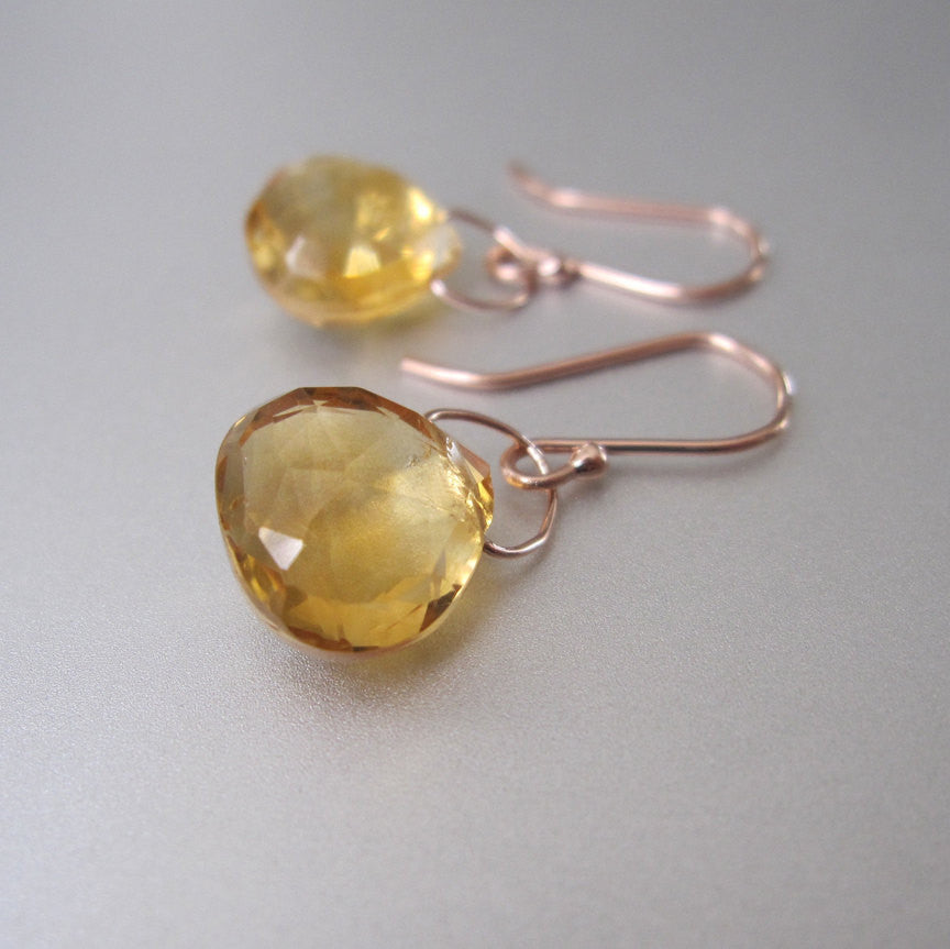 faceted ctrine drops solid 14k rose gold earrings