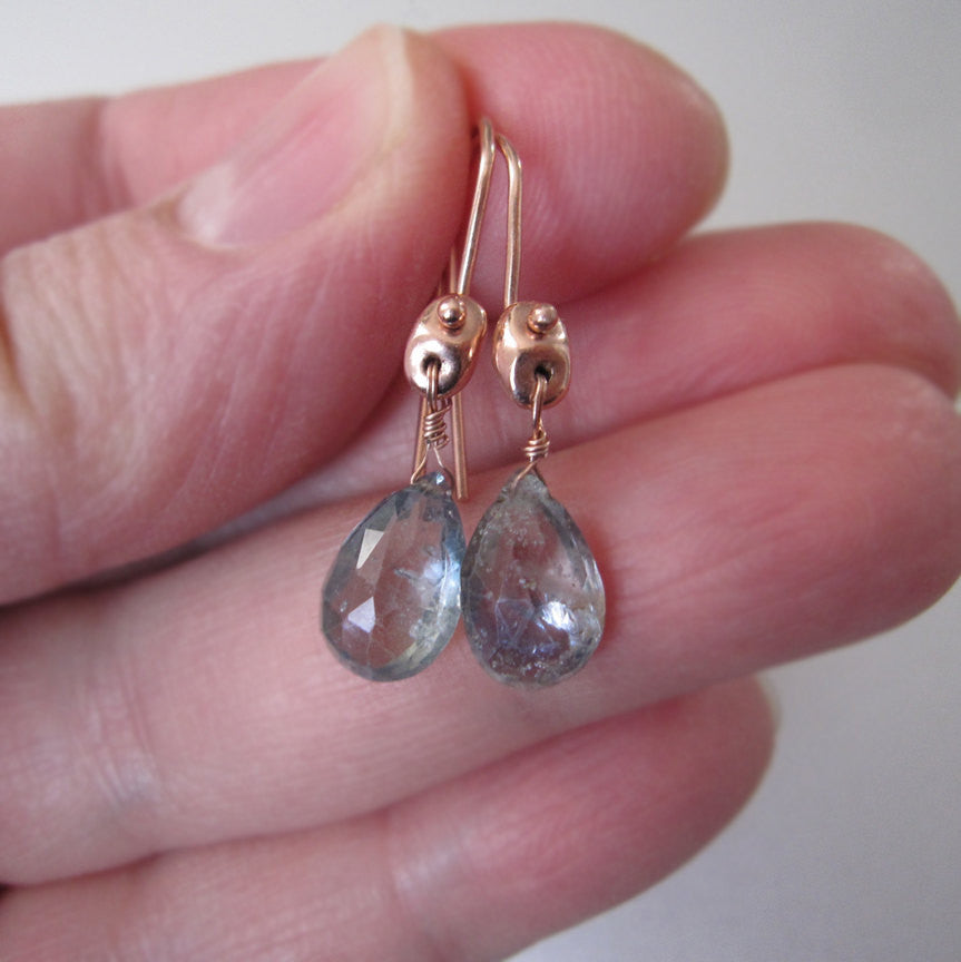light blue green sapphire drops solid 14k rose gold earrings5