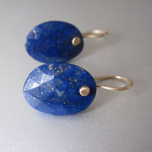 Rose Cut Lapis Lazuli Drops Solid 14k Gold Earrings