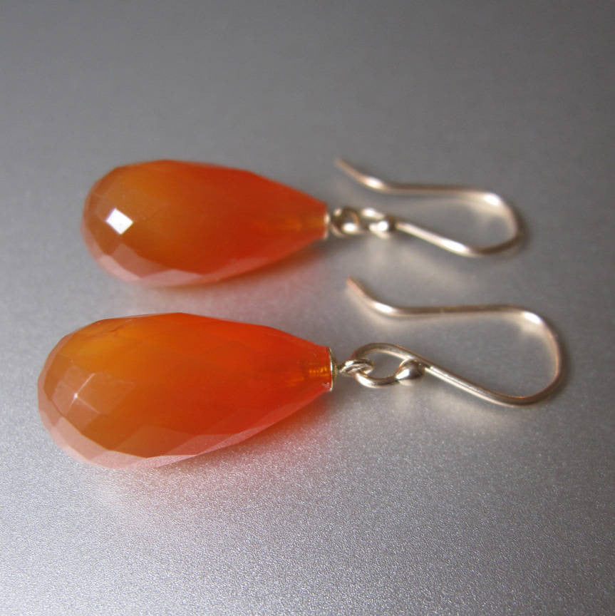 faceted orange carnelian drops solid 14k gold earrings2