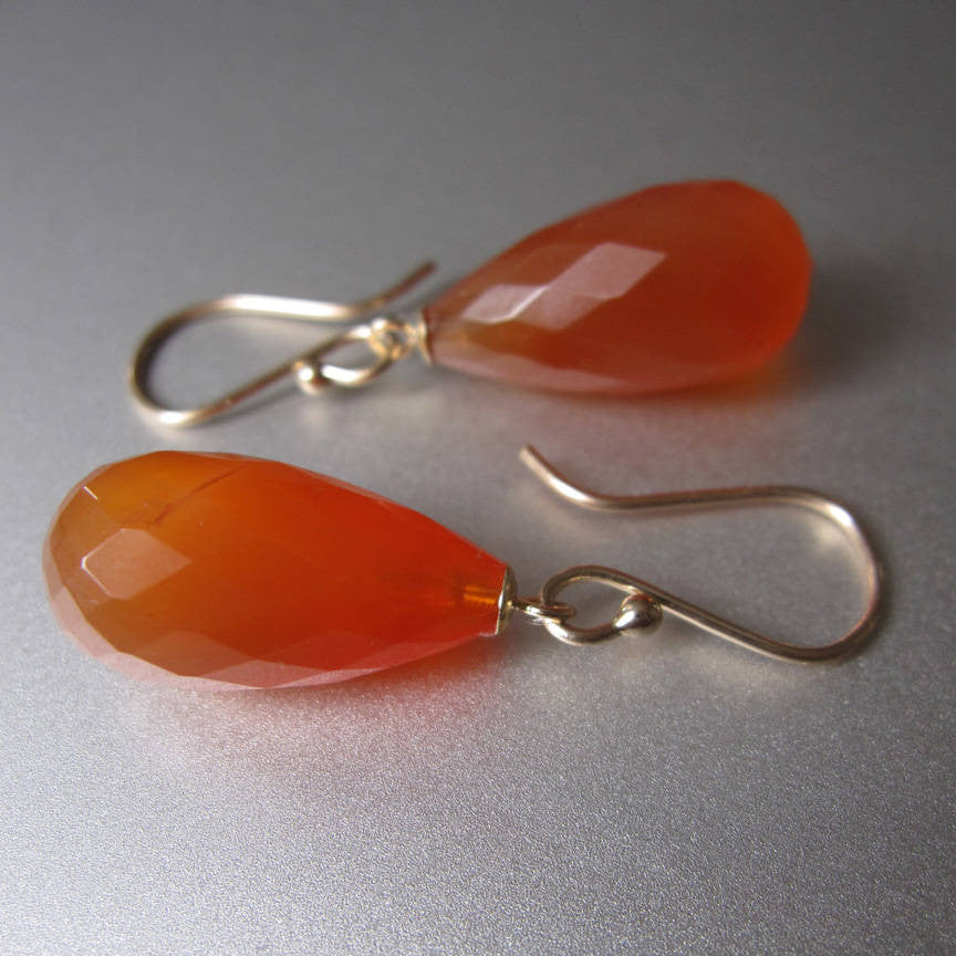 faceted orange carnelian drops solid 14k gold earrings4