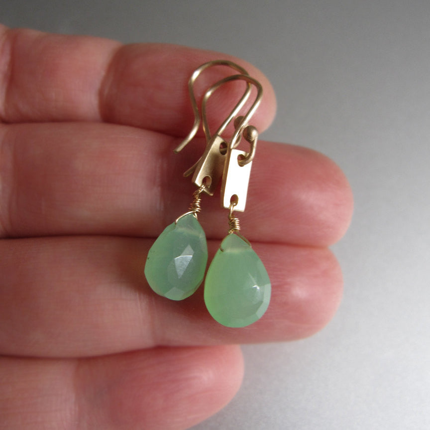 chrysoprase drops solid 14k gold rectangle link earrings5
