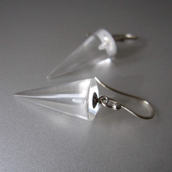 Quartz Crystal Cone Drops Solid 14k white Gold Earrings