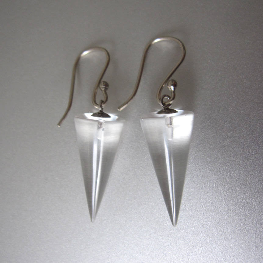 Quartz Crystal Cone Drops Solid 14k white Gold Earrings