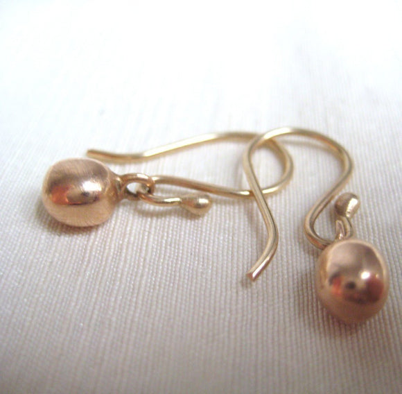 Solid Gold Earrings 14k Rose Gold Drops Solid 14k Gold Earrings