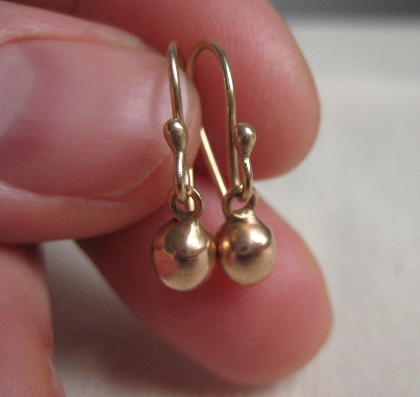 Solid Gold Earrings 14k Rose Gold Drops Solid 14k Gold Earrings