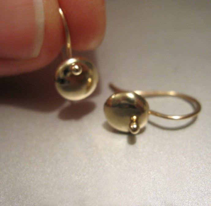 Solid 14k Yellow Gold Lentil Earrings