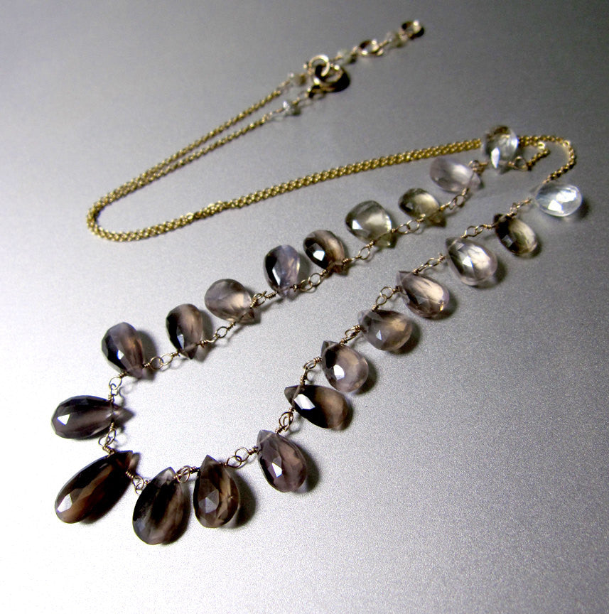 Sillimanite Ombre and Solid 14k Gold Necklace