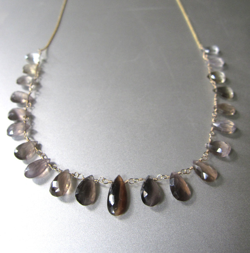 Sillimanite Ombre and Solid 14k Gold Necklace
