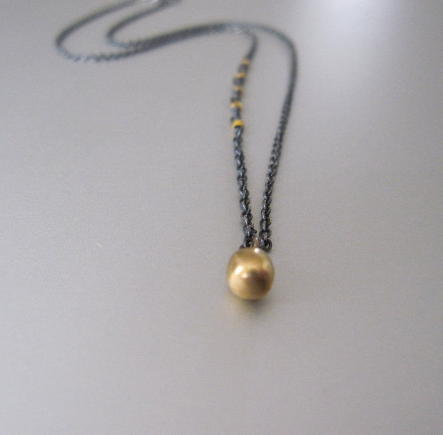 antiqued silver and 18k and 14k gold drop necklace3