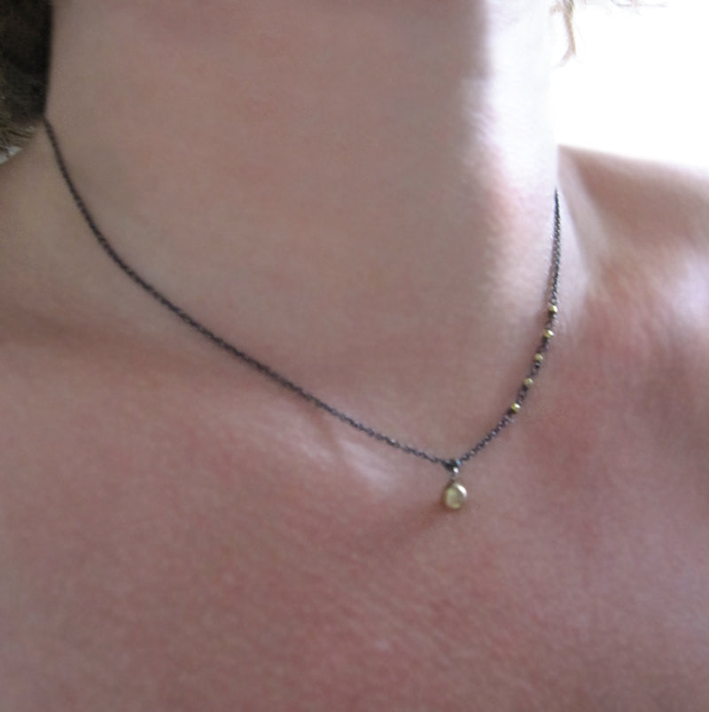antiqued silver and 18k and 14k gold drop necklace5