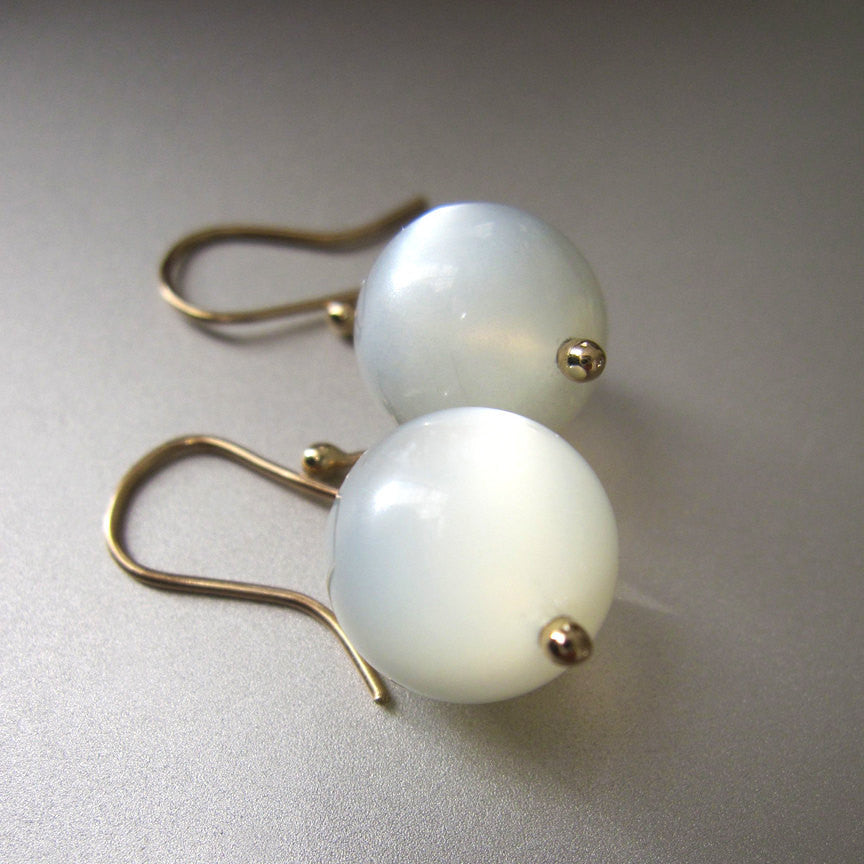 Gray Moonstone Marbles Solid 14k Gold Earrings