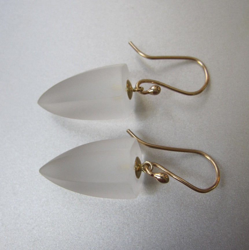 Frosted Quartz Crystal Drops Solid 14k Gold Earrings