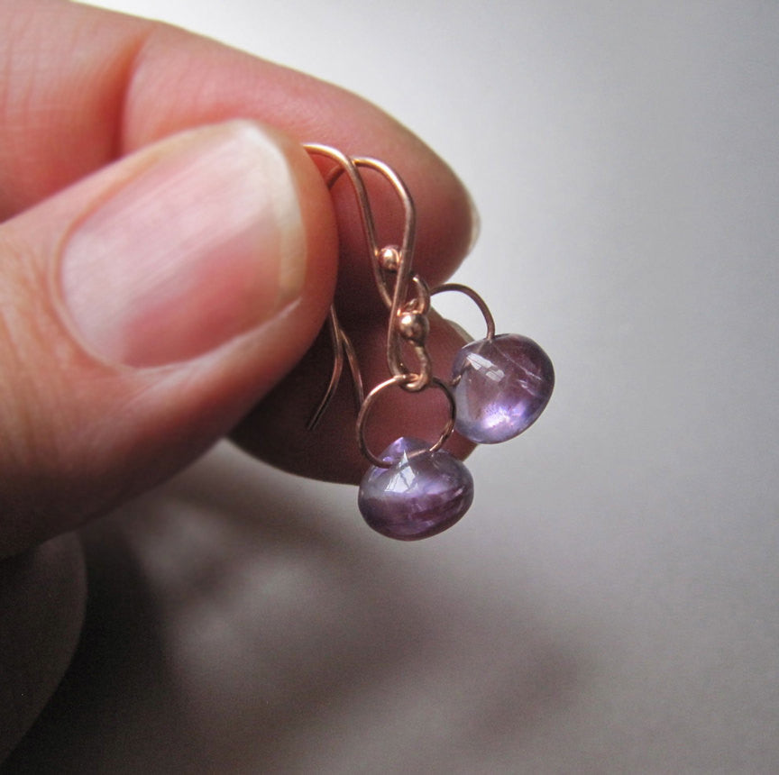 smooth amethyst drops solid 14k rose gold earrings5