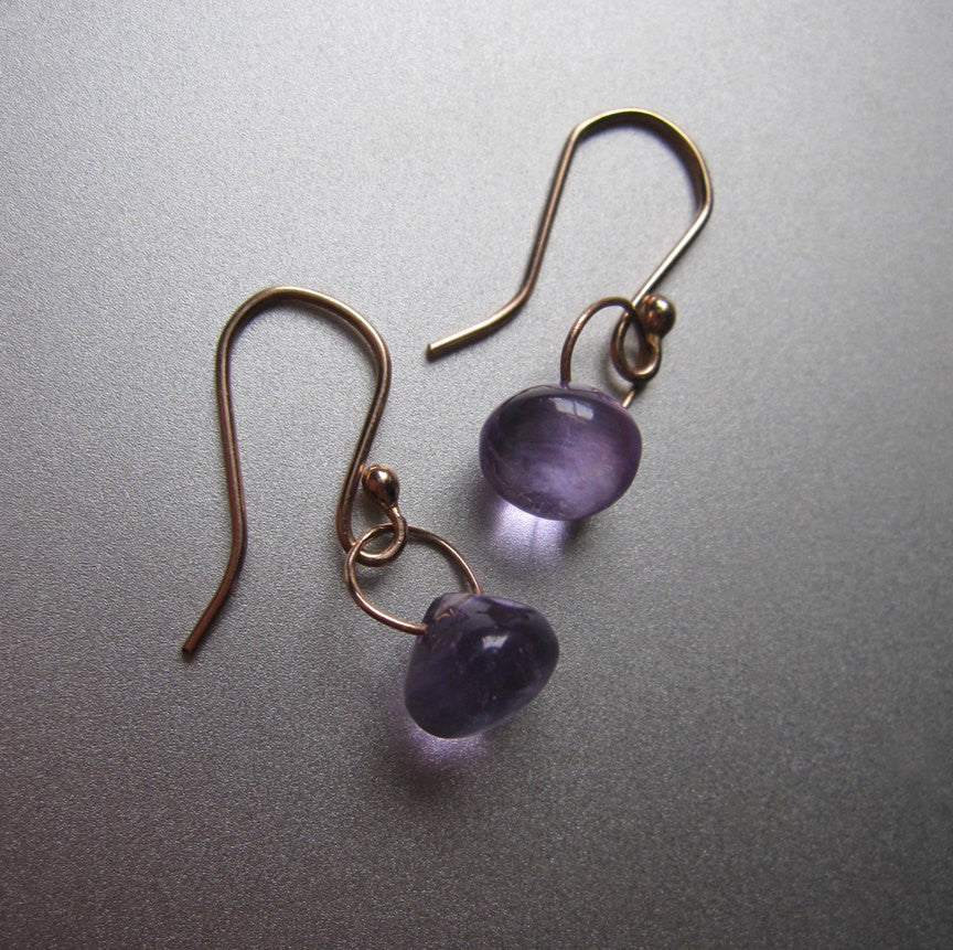 smooth amethyst drops solid 14k rose gold earrings4