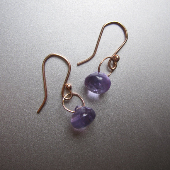 smooth amethyst drops solid 14k rose gold earrings