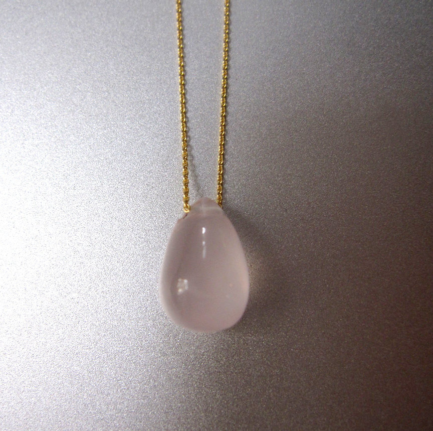 Solitaire Briolette Choose Your Stone Solid 14k Gold Necklace