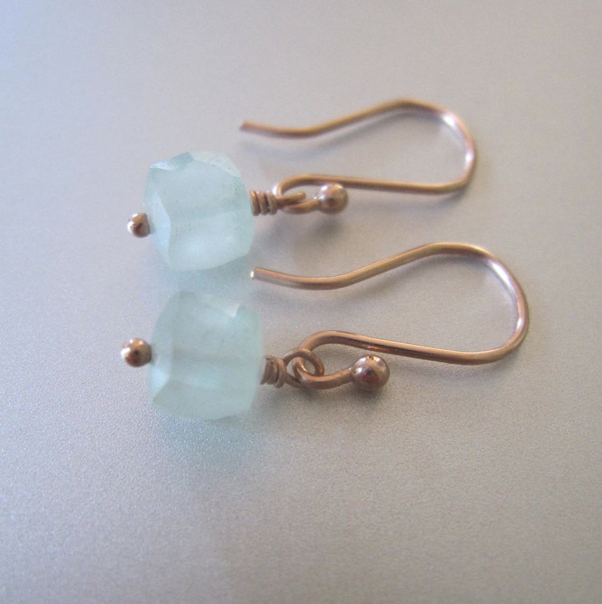 small aquamarine cube drops solid 14k rose gold earrings4