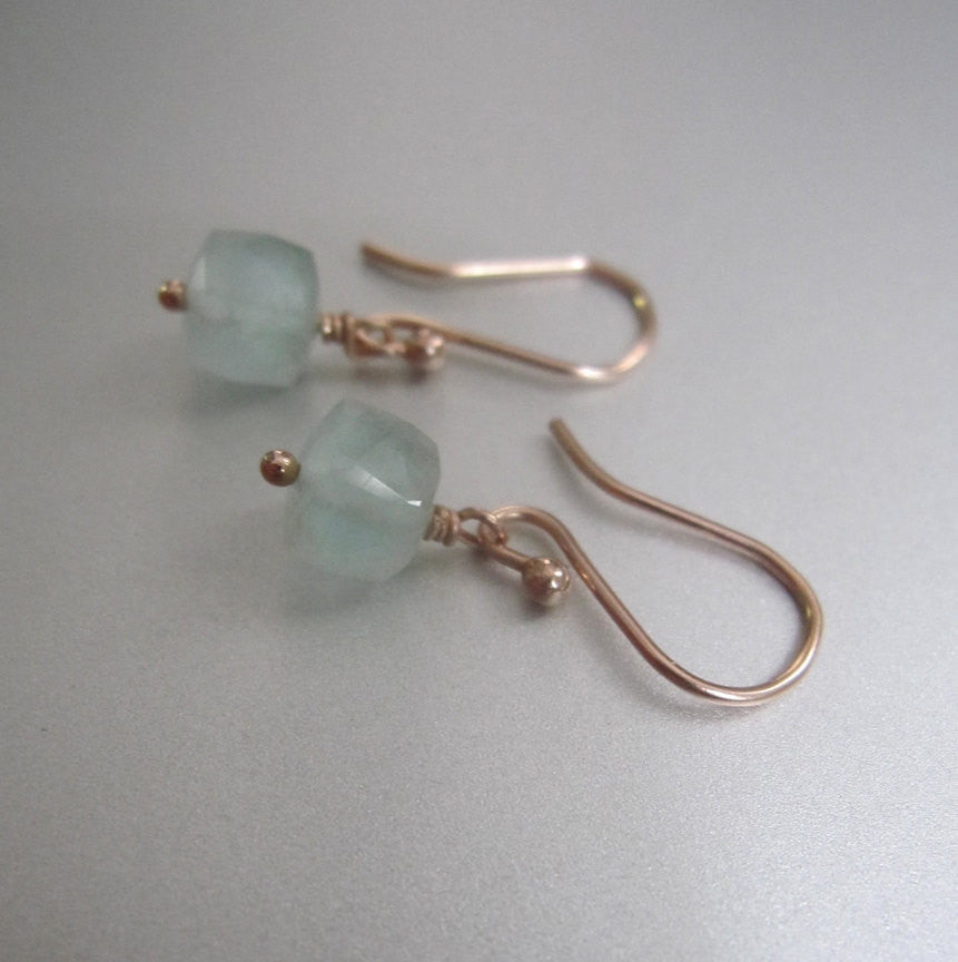 small aquamarine cube drops solid 14k rose gold earrings2