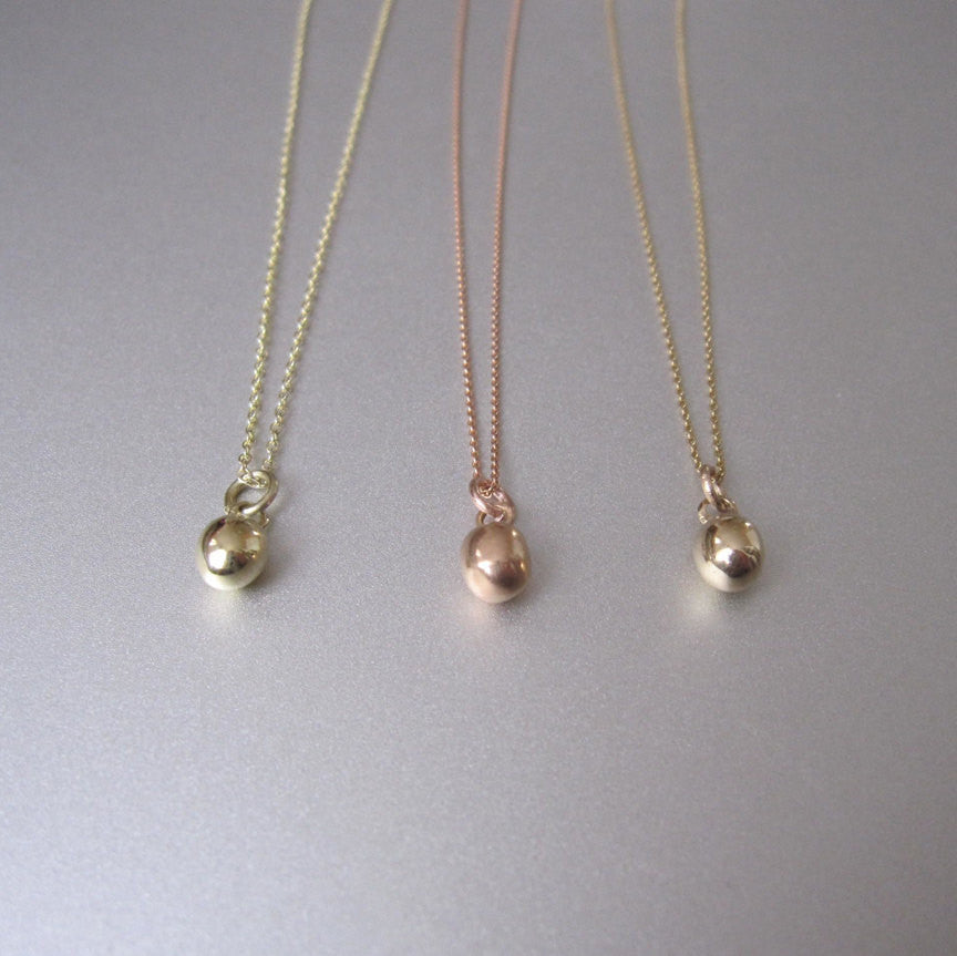 Solid Gold Necklace 14k Gold Drop on Chain Necklace Choice of Yellow Gold Green Gold Rose Gold White Gold