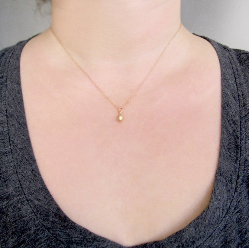 Solid Gold Necklace 14k Gold Drop on Chain Necklace Choice of Yellow Gold Green Gold Rose Gold White Gold