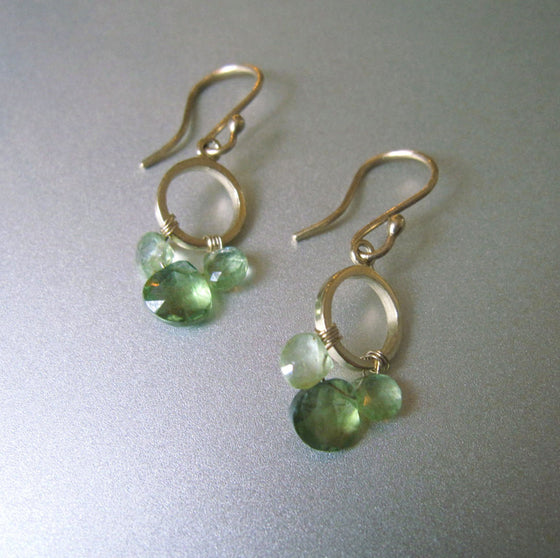 Green Kyanite and Apatite Solid 14k Gold Chandelier Earrings