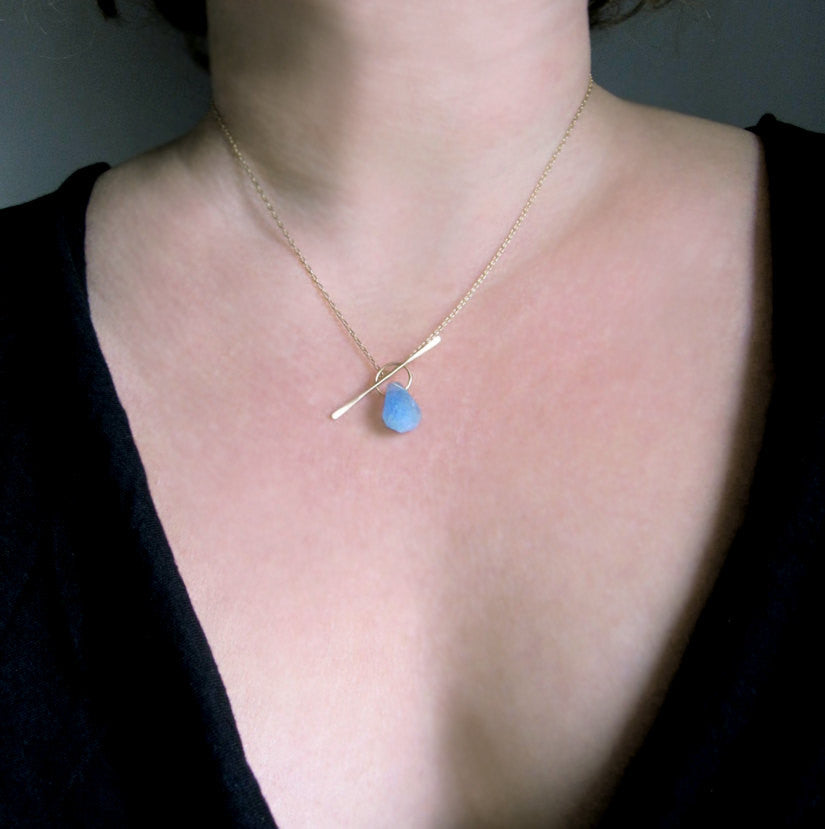 aquamarine drop solid 14k gold lariat toggle necklace4