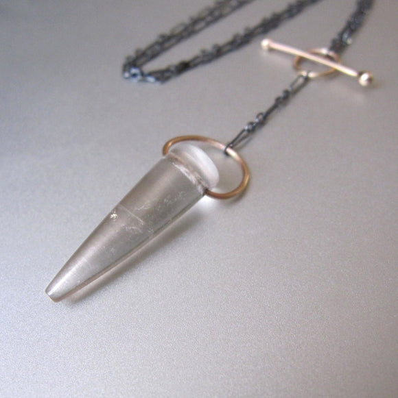 Custom Listing for Kat --- Rock Crystal Spike Solid 14k Gold and Sterling Silver Toggle Necklace