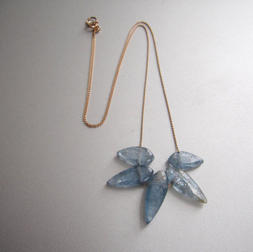blue kyanite fringe solid 14k rose gold necklace4